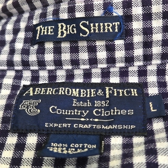 Abercrombie & Fitch "The Big Shirt: Hi-Low Hem Houndstooth pattern Men size L - Picture 10 of 12